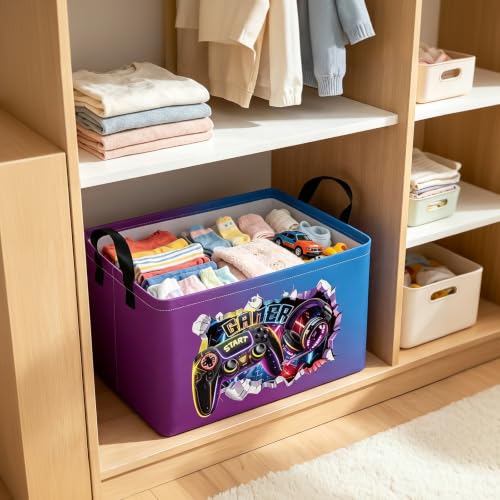 Rectangle Foldable Storage Basket Handles For Home, 3D Gamer - color: REC-3D Gamer