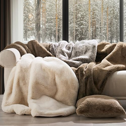 EverGrace Faux Chinchilla Fur Throw Blanket, 60"x80", Arctic White - color: Arctic White, size: 60"x80"