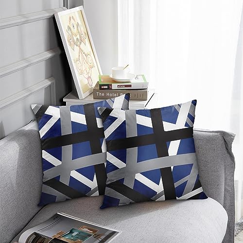 Emvency Throw Pillow Covers Set of 2, 16 x 16 Inch, Striped Retro Blue - color: Blue, size: 16" x 16" (Pack of 2)