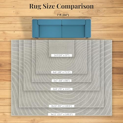 LUXE WEAVERS Modern Geometric Wave Gray 2x3 Area Rug - color: Grey, size: 2' x 3' (Rectangular)