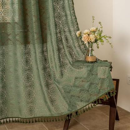 Sheer Boho Lace Curtains 84 Inches Long, Olive Green, Set of 2 Panels - color: Olive Green, size: 59"W x 84"L (Pack of 2)