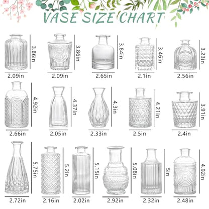 SUPMIND 16Pcs Clear Glass Bud Vase, Small Flower Vase for Centerpieces Bulk - color: Clear