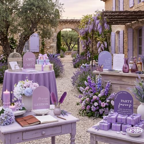 Weysat 4 Pcs Lavender Purple Acrylic Wedding Signs for Ceremony Reception - color: Lavender Purple