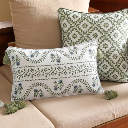 ISAENNE Designer Printed Rectangle Throw Pillow Cover,Set of 2,20"x12" - color: Mosella D, size: 20" x 12" (Pack of 2)