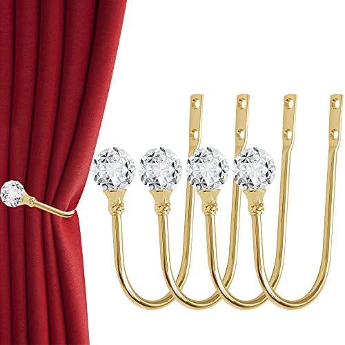 Curtain Holdback, 4Pcs Wall Mounted Drapery Tiebacks, Sliver - color: 4 Pcs, Gold