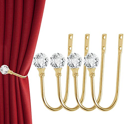 Curtain Holdback, 4Pcs Wall Mounted Drapery Tiebacks, Sliver - color: 4 Pcs, Gold