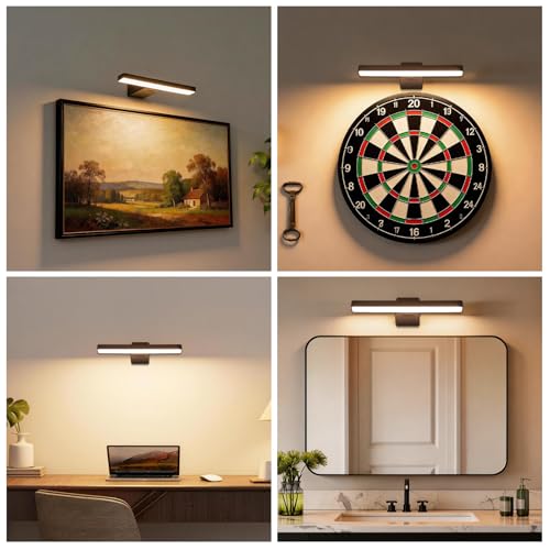 Picture Lights for Wall Battery Operated, 2 Pack Black 3CCT Dimmable Light - color: Black-3CCT