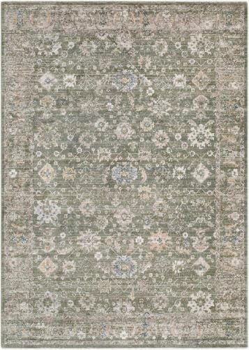 Hauteloom Zenan Living Room, Bedroom Area Rug - Traditional - Olive, Taupe, Medium Brown - 5' x 7'5" - color: Olive, Taupe, Medium Brown / Humana, size: 4'11" x 7'5" (Rectangular)