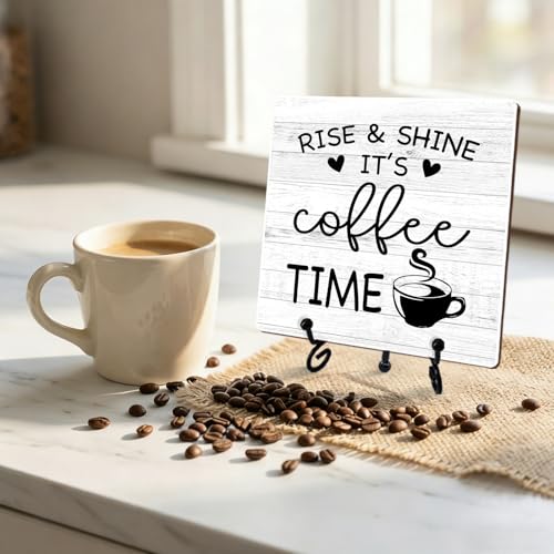 Minimalism Coffee Bar Decor, 5"x5" Coffee Bar Sign - color: Pure Driftwood White