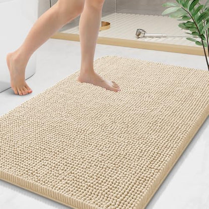 Arotive Bathroom Rugs 44x24, Soft Absorbent Shaggy Chenille Bath Rugs - color: Beige, size: 44" X 24"