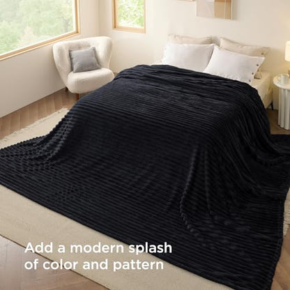 Bedsure Extra Soft Large Fleece Blanket for Bed Black 120"x120" - color: Black, size: Large