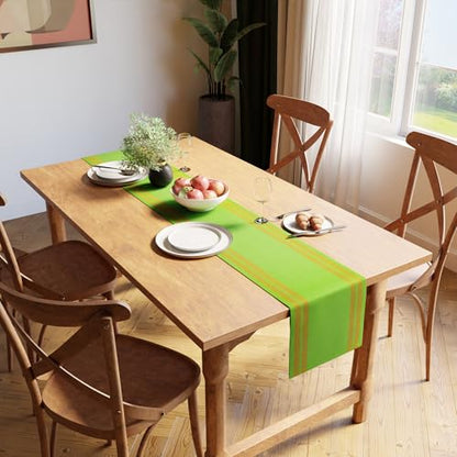 Encasa XO Table Runner, Yarn Dyed Ribbed Cotton 13"x72" - color: Ladder Green, size: 13x72 in