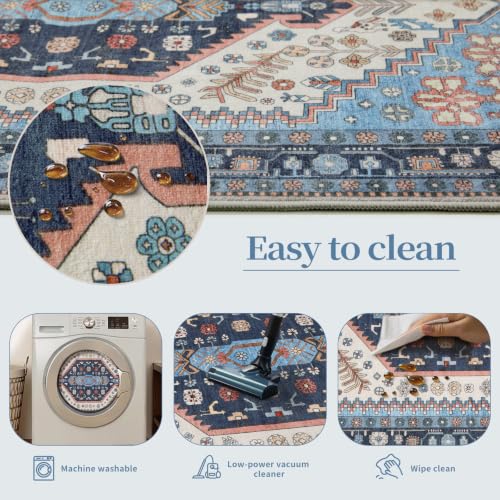 Ciicool 2x3ft Small Area Rug,Washable Boho Thin Mat for Entryway Kitchen - color: Blue/Beige, size: 2' X 3' (Rectangular)