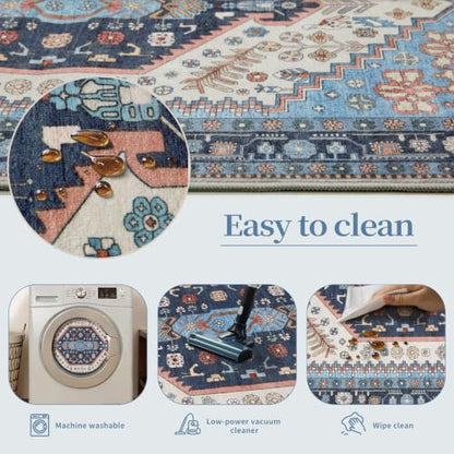 Ciicool 2x3ft Small Area Rug,Washable Boho Thin Mat for Entryway Kitchen - color: Blue/Beige, size: 2' X 3' (Rectangular)