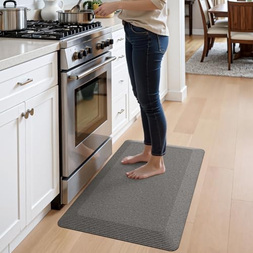 DEXI Anti Fatigue Kitchen Mat Cushioned,20x32 Waterproof Runner Rug,Grey - color: Grey, size: 32"L x 20"W x 0.9"Th