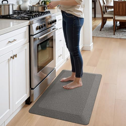 DEXI Anti Fatigue Kitchen Mat Cushioned,20x32 Waterproof Runner Rug,Grey - color: Grey, size: 32"L x 20"W x 0.9"Th