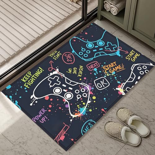 Colorful Game Controller Bath Mat Rug, Door Mat Doormat Entrance Non-Slip Bathroom Rugs for Entryway Bathroom Kitchen 17 x 30 Inch - color: Colorful Game Controller