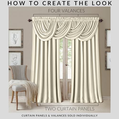 All Seasons Waterfall Window Valance, Ivory - 52" W x 36" L - color: Ivory