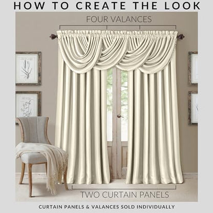 All Seasons Waterfall Window Valance, Ivory - 52" W x 36" L - color: Ivory