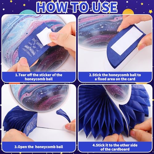 12 PCS Space Theme Party Decorations Outer Space Honeycomb Centerpieces - style: Space