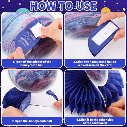 12 PCS Space Theme Party Decorations Outer Space Honeycomb Centerpieces - style: Space