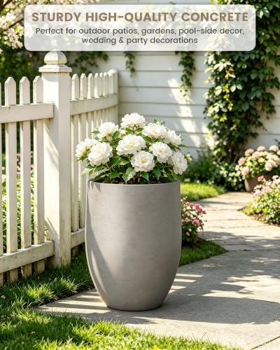 Kante Modern Home Minimalist 21.7" Tall Weathered Concrete Bullet Planter - color: Buff Concrete
