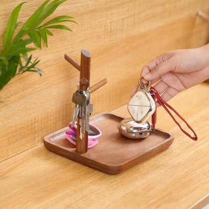 Wooden Key Tray, Key Tree Jewelry Organizer Entryway Solid Holder