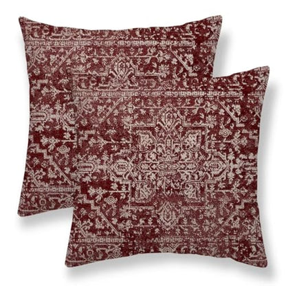 Burgundy Carpet Pattern Boho Pillow Covers 16 x 16 Inch Set of 2 - color: Burgundy Boho, size: 16" x 16" (Pack of 2)