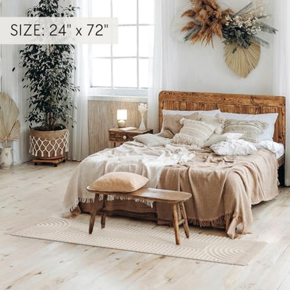 Beautiful 2x6 ft Boho Runner Rug with Tassels - Soft Cotton for Hallway - color: Cream, size: 2' x 6' (Rectangular)