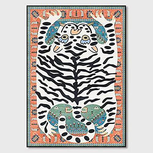 Tiger Rug for Bedroom Cartoon 2x3 ft Small Area Rug Washable Funky Colorful Carpet for Living Room Boho Non-Slip Modern Abstract Bathroom Door Mat - color: L, size: 2' x 3' (Rectangular)