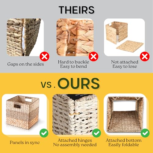 CHI AN HOME 11x11 Wicker Storage Cubes Storage Baskets For Shelves Set 4 - size: 10.5x10.5x10.5