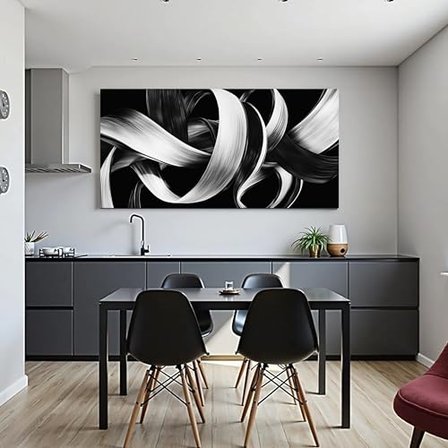 Modern Abstract Wall Art Black and White Curve Line Decor 20"X40" - size: 20"L x 40"W