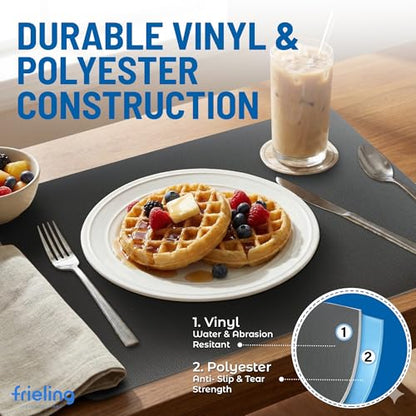 Frieling – Davanti By Frieling – Everyday Rectangular Placemat – Novo Cuero Black - Black, Set of 6 - color: Novo Cuero Black