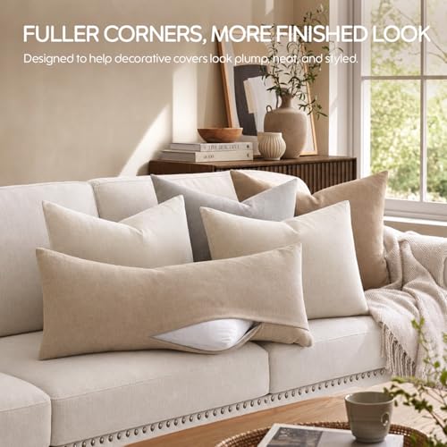 Feather Throw Pillow Inserts Set of 4, Soft Fluffy Square 22 x 22 Inches Decorative Pillow Insert, Feather and Down Euro Pillows for Bed, Couch and Cushion - size: 22 x 22-Inch