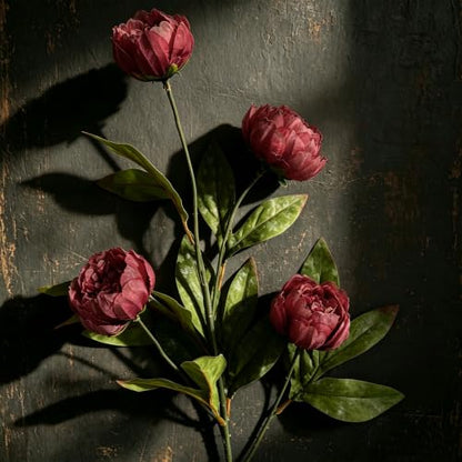 6Pcs Burgundy Peony Artificial Flowers for Vase - color: Burgundy, size: 6Pcs
