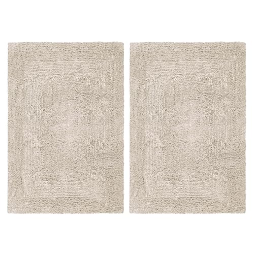 COTTON CRAFT 2 Pack Reversible Bath Mat - Soft Plush Bath Rug -17x24- Linen - color: Linen, size: 17x24 Inches