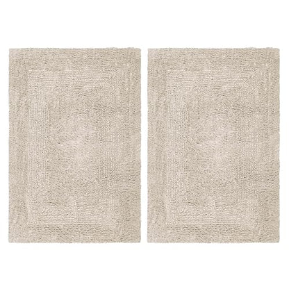 COTTON CRAFT 2 Pack Reversible Bath Mat - Soft Plush Bath Rug -17x24- Linen - color: Linen, size: 17x24 Inches
