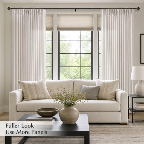 Semi Sheer Pinch Pleated Linen Curtains for Living Room 90 Inches, Natural - color: Natural, size: 40"W x 90"L (Pack of 2)