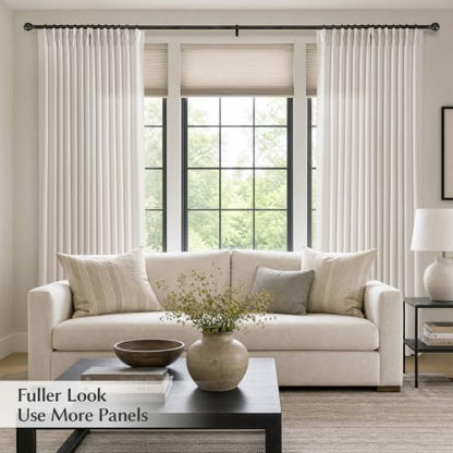 Semi Sheer Pinch Pleated Linen Curtains for Living Room 90 Inches, Natural - color: Natural, size: 40"W x 90"L (Pack of 2)