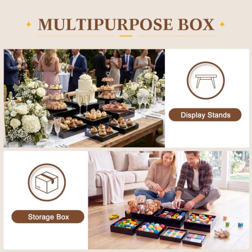 Leinuosen 7 Pcs Large Acrylic Buffet Risers, 8-14" Square, Black - color: Black, size: 8" to 14", style: Short Square
