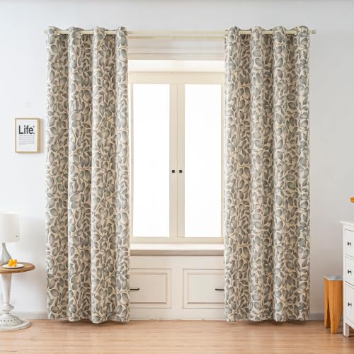 Sage Green Leaf Blackout Curtains 54 Inch Length - color: Sage Green Leaf, size: 52"W x 54"L (Pack of 2)