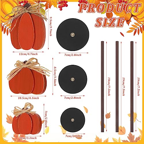 Thyle 3 Pcs Fall Pumpkin Decor, Wooden, Orange - color: Orange