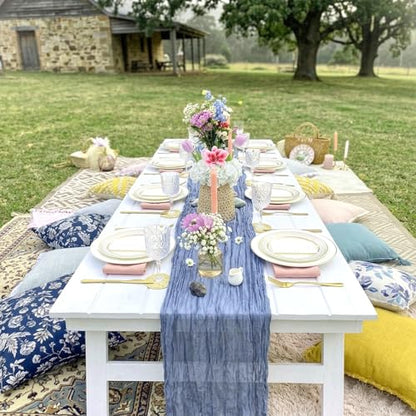10 Pack Dusty Blue Cheesecloth Table Runner 17 x 108 Inch - color: Dusty Blue, size: 10Pcs - 9 Ft