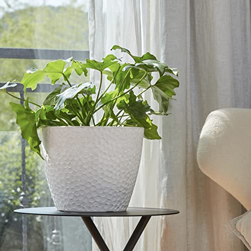 LA JOLIE MUSE Planter Pot, Outdoor Flower Pot, 9.4 Inch Decorative Planter - color: White