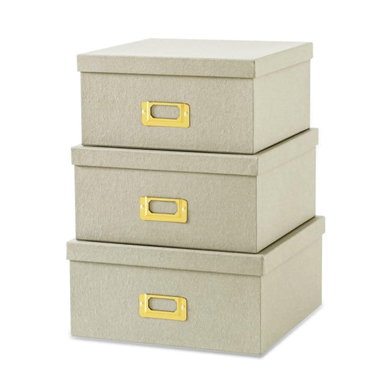 Soul & Lane - Light Gray Decorative Storage Boxes with Lids, Set of 3 - color: Light Gray