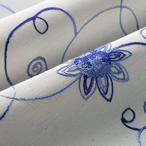 VOGOL Blue Floral Vine Embroidered Window Valance, 52 x 18, 1 Panel - color: Hy-blue, size: 52"W x 18"L (Pack of 1)