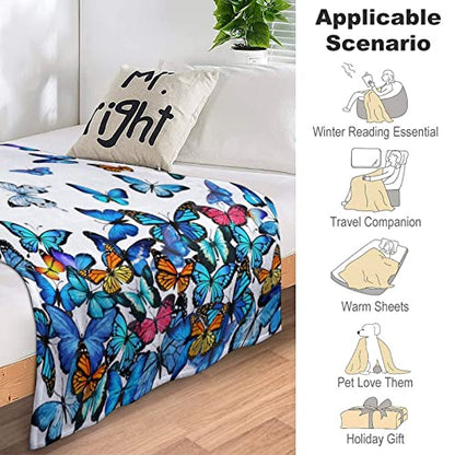 Butterfly Blanket Beautiful Butterfly Throw Blanket Ultra Soft Blankets Lightweight Cozy for Bed Couch Sofa 50"x40" - color: Butterfly 2, size: 50"x40"