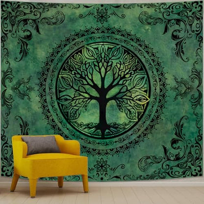 Green Boho Tapestry for Bedroom, Large Hippie Tree of Life Wall Tapestries - color: Green Tapestry, size: 90"L x 71"W