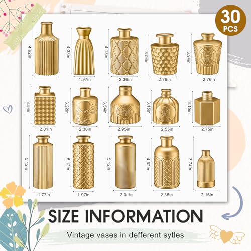 Yaomiao 30 Pcs Glass Bud Vases Centerpieces, Gold Series - color: Gold Series