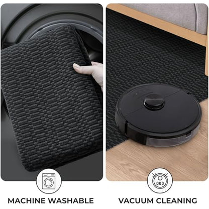 KOZYFLY 2x6 Runner Rug, Washable Non Slip Kitchen Hallway Rug, Black/Grey - color: Black/Charcoal Grey, size: 2' x 6' (Rectangular)